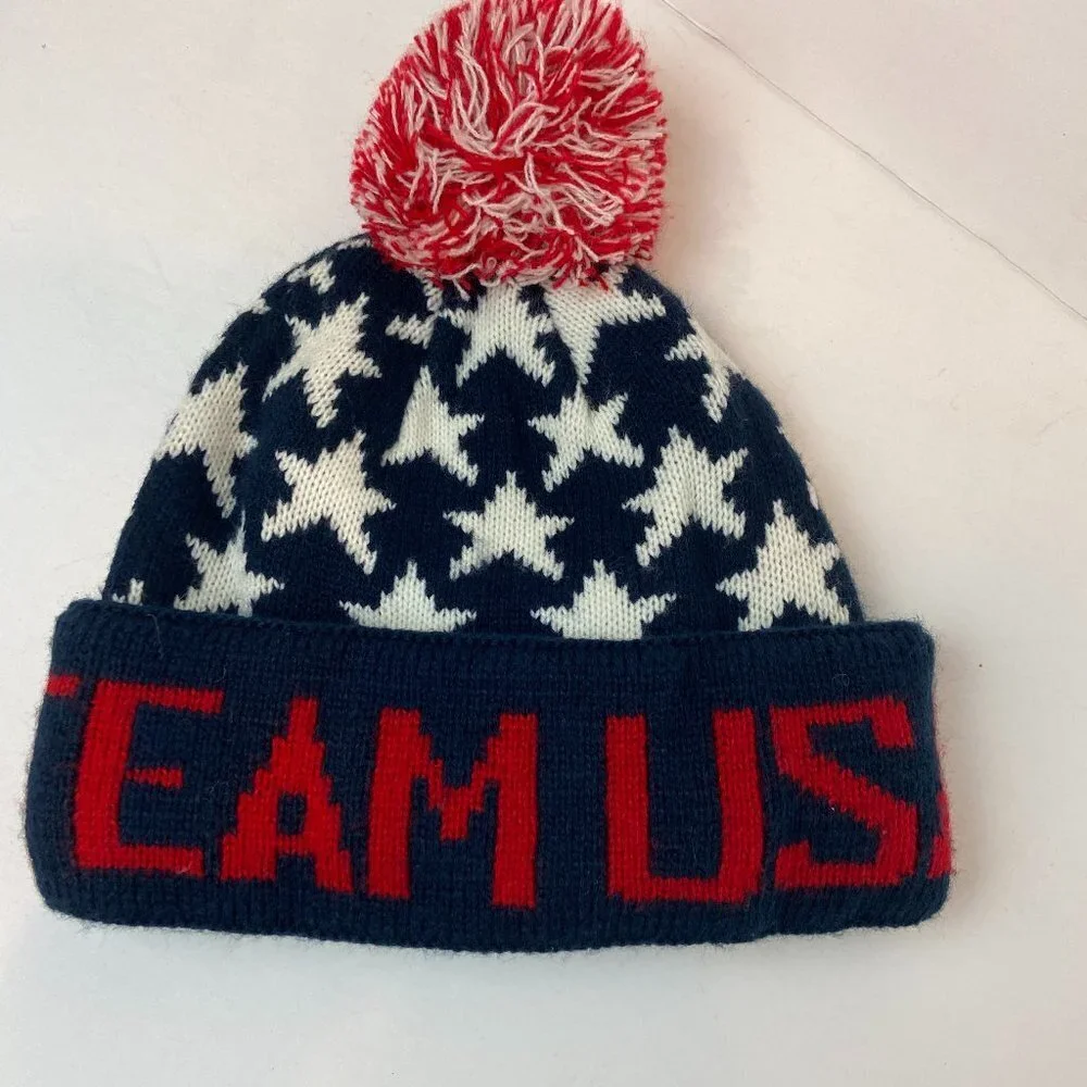Team USA knit hat pom pom